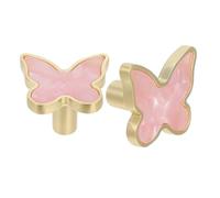 Alipis 2Pcs Zinc Alloy Butterfly Cabinet Door Knobs Single Hole Drawer Pull Handles for Kitchen Cupboard Wardrobe Bathroom Dresser Furniture, Pink