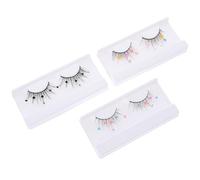 Alipis 3 Pairs DIY False Eyelashes with Glitter Sequin, Natural Wispy Lash Extensions for Makeup, Includes Colorful Butterfly, Floral, and Black Heart Designs for Personal Use