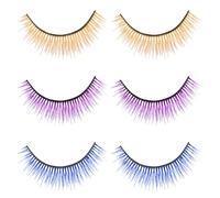 Alipis 3 Pairs Multilayer Colored Fake Eyelashes Reusable Dramatic Performance Lashes for Women Yellow Purple Blue Colors