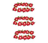 Alipis 3 pcs Red Flower Xmas String Lights LED Battery Operated Door Lintel Decor Eco Friendly Christmas Garland for Indoor Outdoor Party and Home Decoration
