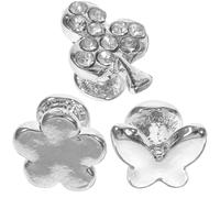 Alipis 3 Pcs Silicone Watch Strap Rivets Decorative Charms for 38mm Smartwatch Bands - Silver Mini Flower, Butterfly, Three-leaf Motif Accessories for Watch Straps