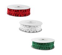 Alipis 3 Rolls Christmas Snowflake Ribbons Set, 5m Each DIY Polyester Party Wrapping Ribbon for Holiday, Wedding, Xmas Packaging in Red, Green, and White