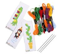 Alipis 3 Sets DIY Embroidery Bookmark Kits for Beginners Cross Stitch Bookmarks with Penguin Dinosaur Cactus Designs Polyester Material Handmade Decorative for Students and Readers