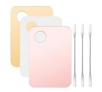 Alipis 3 Sets Makeup Palettes with Spatulas - Foundation Blending Tray, Pigment Mixing Tool, Acrylic and Pink Gold Cosmetic Blending Trays for Professional Makeup Mixing