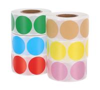 Alipis 3000Pcs Round Blank Kraft Paper Self-Adhesive Label Stickers for Jars, 6 Rolls Multi-Color Circle Sticky Labels for Food, Office, Classroom, and Scrapbooking Use