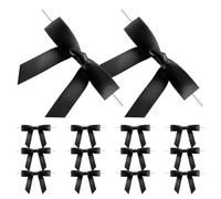 Alipis 30pcs Black Bow Wine Glass Decorations Polyester Identifiers | Elegant Decor Deformation, DIY to Fading Resistant, for Family Gatherings and Romantic Dinners