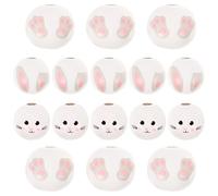 Alipis 30pcs Easter Wooden Beads DIY Jewelry Supplies with Rabbit Ears, Faces, and Paws, Natural Wood Craft Beads for Bracelet and Garland Making