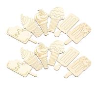 Alipis 30pcs Wooden Ice Cream DIY Cutouts Set, Unfinished Summer Craft Decorations, Blank Wood Ice Cream Shapes for Beach and Home Art Projects