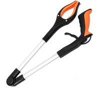 Alipis 32" Foldable Grabber Tool with Magnetic Tip and Rotating Head 81Cm Long Handled Trash Picker for Disabled and Garden Waste Collection Silver Orange