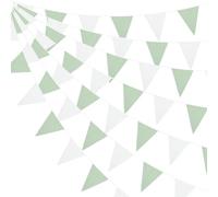 Alipis 39Ft Green Bunting Banner: 42 PCS Pennants Triangle Flags - Fabric Bunting Outdoor Waterproof for Indoors Outdoors Home Spring Summer Wedding Birthday Baby Shower Party Hanging Decor