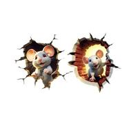 Alipis 3D Cartoon Mouse Hole Wall Decals 2Pcs 15X15Cm Removable Peel and Stick Wall Stickers for Bedroom and Living Room Decoration