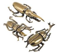 Alipis 3d Metal Beetle Statue Set Lifelike Miniature Decorative Bug Figurines for Desktop Home Office