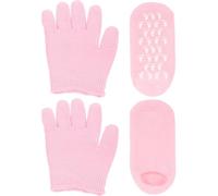 Alipis 3PC Gel Moisturizing Spa Set for Dry Hands and Feet Pink Gel Gloves 2 Pairs 1 Pair Overnight Hydrating Foot Masks for Skin Softening and Crack Prevention