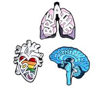 Alipis 3pcs Alloy Brooch Pins Heart and Brain Shapes, Convenient and Comfortable to Wear, Halloween Clothes Accessories Beautiful Colour and Fine Polishing