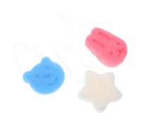 Alipis 3PCS Bath Sponge Set Exfoliating Soft Loofah Sponges Cartoon Animal Patterns Blue Bear Pink Rabbit White Star for Newborns and Bathing