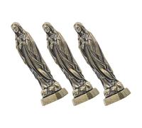 Alipis 3pcs Brass Virgin Mary Miniature Statue Vintage Figurines for Christmas Church Indoor Tabletop Shelf Decor Religious Home Ornament