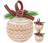 Alipis 3pcs Christmas Baubles Pendant Foam Ball Ornaments with Pine Needle Pinecones Lightweight Xmas Tree Hanging Decorations for Home Garden Decor