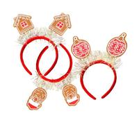 Alipis 3pcs Christmas Glitter Headbands for Adults Sequin Xmas Party Hair Hoops with Santa Claus Gingerbread House Holiday Bopper Accessories for Festive Photo Props Dress Up