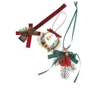 Alipis 3Pcs Christmas Themed Pine Needle Hanging Ornaments Xmas Pendant for Festive Tree and Car Decoration Winter Party Hanging Decor with Red Heart Bell and Wreath Designs