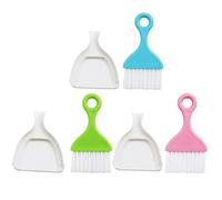 Alipis 3pcs Cleaning Brush Set - Household Desktop Multi-Function Plastic Brushes, Portable Wear-Resistant Dustpan Set for DIY Craft and Tabletop Cleaning, Blue Pink Green