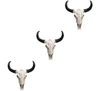 Alipis 3pcs Creative Long Horn Cow Skull Wall Hanging for Halloween Gifts Artistic Animal Skull Wall Mount Ornament Craft