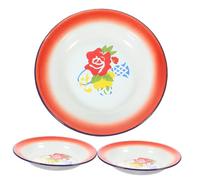 Alipis 3Pcs Enamel Food Dishes Vintage Round Plates for Hot Pot BBQ Dinnerware with Floral Design for Parties Weddings and Picnics