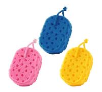 Alipis 3Pcs Exfoliating Honeycomb Bath Sponges for Shower Cleaning Soft Body Scrubber Set in Yellow, Blue, and Rose Red for Adults and, Gentle Skin Cleansing and Massage