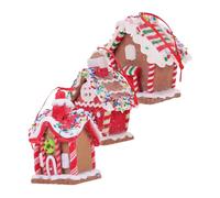 Alipis 3pcs Gingerbread House Figurine Polymer Clay Xmas Hanging Ornaments Candy House Decorations for Christmas Tree Holiday Parties