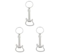 Alipis 3pcs Guitar Shape Metal Bottle Opener Keyring Keychain Beer Opener for Dad