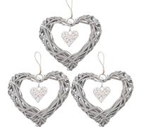 Alipis 3pcs Heart Craft Hanging Xmas Door Wreath Wedding Heart Wicker Wreath Rattan Wicker Shaped Grapevine Christmas Tree Handicrafts Willow