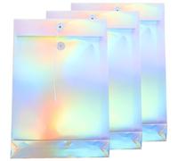 Alipis 3pcs Hologram Paper File Holders Tie Closure Organizing Paper Stylish Document Bags A4 Size for Student Business Travel