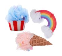 Alipis 3pcs Ice Cream Cartoon Bath Sponge Set for Exfoliating Body Scrubber, Reusable Pe Sponge with Fine Craftsmanship and Details, for Cleaning Your Body in Bath