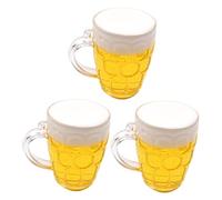 Alipis 3pcs Imitation Beer Topper Father's Day Festive Decoration Yellow Simulation Beer Glass for Birthday Parties Celebrations Adorable Cake Accessories