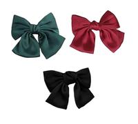 Alipis 3pcs Large Bow Knot Hair Clips Double Oversized Barrettes for Women Soft Stylish Hair Holders in Red Black Green Easy to Use for Daily Wear and Parties