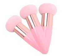 Alipis 3PCS Mushroom Makeup Sponge Set Handle, Pink Soft Cosmetic Blending Sponges for Liquid and Powder Foundation, Facial Applicator Puff for Dry and Wet Use
