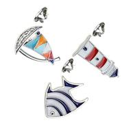 Alipis 3pcs Navy Brooch Cartoon Brooch Sailboat Lighthouse Tropical Fish Shape Lapel Pin for Jackets Dresses Bags and Hats