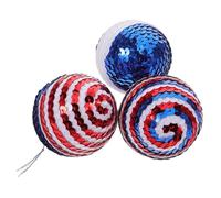 Alipis 3pcs Patriotic Independence Day Hanging Ornaments Foam Sequin Decorative Balls for Usa Festival Party Home Decor Red White Blue Celebration Accents
