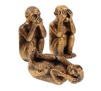 Alipis 3pcs Resin Monkey Figurines Set Artistic Animal Statues for Living Room Office Desk Decoration Detailed Craftsmanship with Lifelike Expressions Sturdy Home Decor Ornaments