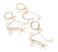 Alipis 3Pcs Sea Themed Phone Charm Set with Pearl, Shell, and Marine Creature Beads - Small Mobile Phone Lanyard Strap Keychain for Women’s Handbags, Earphone Cases, and Beach Accessories