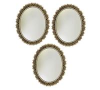 Alipis 3pcs Small Oval Wall Hanging Mirror Dollhouse Victorian Mirror Small Compact Mini Decorations for Dollhouse Mini for Miniatures Framed Bronze Wall
