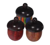 Alipis 3pcs Solid Wood Acorn Essential Oil Storage Boxes with Twist Lid Portable Compact Organizer for Travel Home Office Sealed Freshness Multipurpose Pendant Display for Spices Jewelry