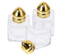Alipis 3pcs Square Glass Salt and Pepper Shakers with Gold Caps Compact Seasoning Bottles for Kitchen Precise Dispensing and Space-Saving Organization