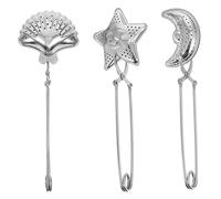 Alipis 3pcs Stainless Steel Tea Strainers Lovely Star Moon Shell Shapes Fine Mesh Tea Leaf Infusers for Loose Leaf Brewing Home Office Use Rust-Resistant