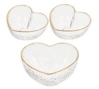 Alipis 3pcs Transparent Heart-Shaped Glass Bowls Small Dessert and Salad Serving Bowls with Fine Workmanship Crystal Food Containers for Home Restaurant Catering Use
