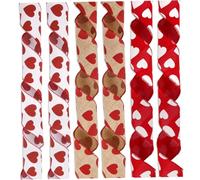 Alipis 3pcs Valentines Day Ribbon Set 1m White with Red Hearts 1m Red with White Hearts on Natural Burlap DIY Wrapping Ribbon for Crafts Boxes Wreaths and Decorations