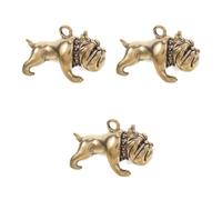 Alipis 3pcs Vintage Brass Bulldog Keychain Charm Pendant | Brown Finish, Decorative DIY Ornament, Arts and Crafts Charm, Retro Style Accent, Key Ring Use