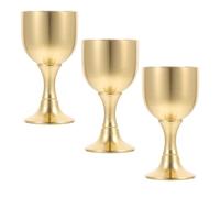 Alipis 3pcs Vintage Brass Chalice Goblet Communion Cup Golden