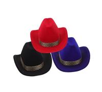 Alipis 3pcs Western Cowboy Hat Ring Holder Box Vintage Jewelry Storage Case with Soft Lining for Engagement Wedding Display and Scratch Protection