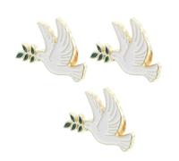 Alipis 3pcs White Dove Lapel Pins Set Metal Bird Brooch Pin with Olive Branch Design, Rust Resistant Zinc Alloy, Elegant and Versatile for Backpack Decoration and Parties