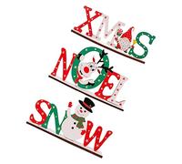 Alipis 3pcs Wooden Christmas Tabletop Signs Xmas English Letters Ornaments Festive Desktop Decorations for Home Office Shop Hotel Party Centerpieces